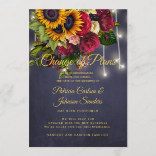 Wedding new date Sunflower and roses announcement