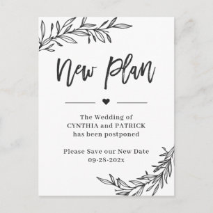 Wedding New Plan Save the New Date Postponed Postcard