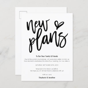 Wedding New Plans Save Date Stylish Script Announcement Postcard