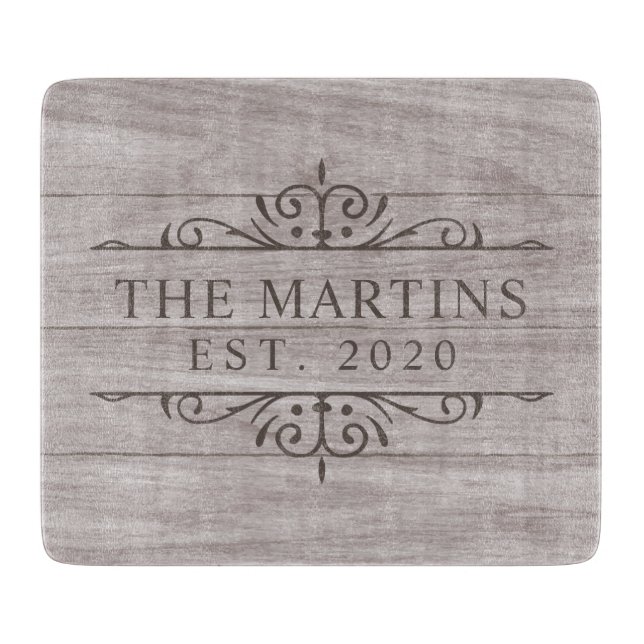Wedding Newlywed Gift Last Name Cutting Board (Front)