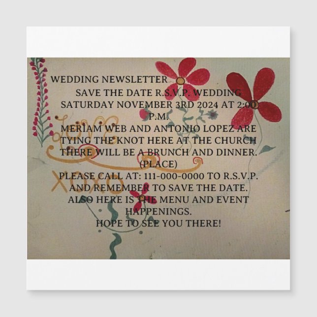 WEDDING NEWSLETTER Postcard (Front)