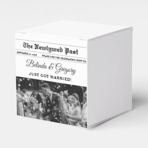 Wedding Newspaper Fun Black & White Photo Wedding  Favour Box