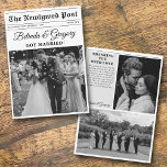 Wedding Newspaper Fun Black & White Photo Wedding  Thank You Card<br><div class="desc">A fun newspaper style wedding design. This newspaper wedding theme has been designed to mimic a traditional newspaper with customised headlines, text and black and white photos. This newspaper template will automatically change your uploaded photos into black and white, so need to change them. A unique newspaper style wedding design...</div>