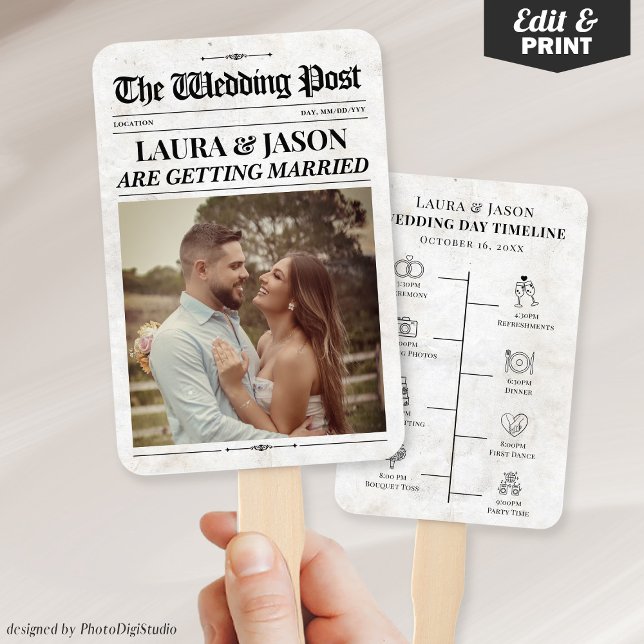 Wedding Newspaper Hand Fans, Wedding Program Fans (Wedding Newspaper Hand Fans, Wedding Program Fans)