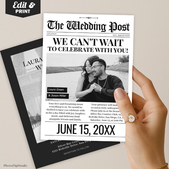 Wedding Newspaper Invitation, Photo Wedding Invite (Wedding Newspaper Invitation, Photo Wedding Invite)