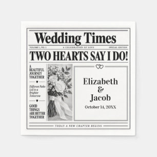 Wedding Newspaper Print Napkin