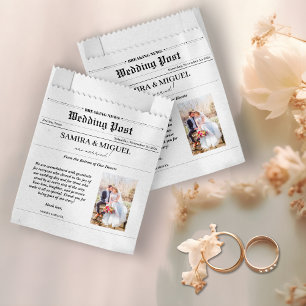 Wedding Newspaper Thank You Photo Elegant Classic Favour Bags