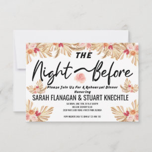 Wedding Night Before, Pampas Grass Boho  Invitation