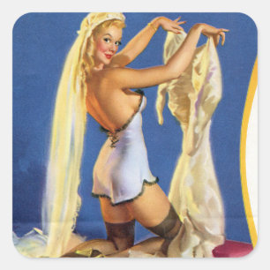 Wedding Night Pin Up Square Sticker
