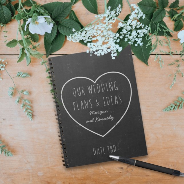 Wedding Notebook Faux Chalkboard Plans and Ideas (Wedding Plans and Ideas Notebook with space for your name and wedding date)
