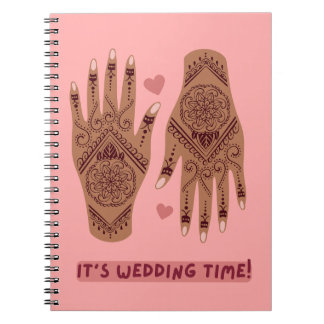 Wedding notebook with henna mehndi hands design
