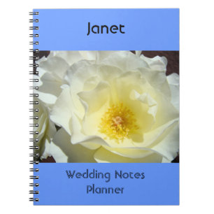 Wedding Notes Planner Notebook Blue White Rose