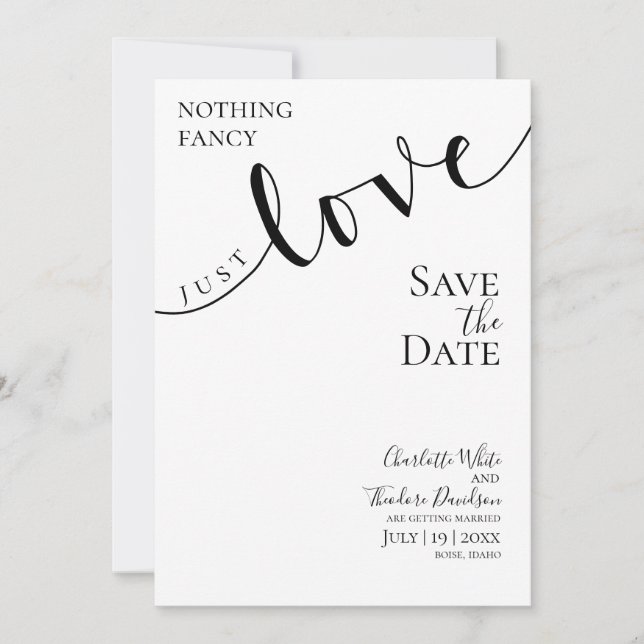 Wedding Nothing Fancy Just Love, Save the date (Front)