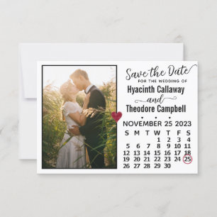 Wedding November 2023 Calendar Custom Photo White Save The Date