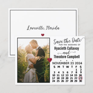 Wedding November 2024 Calendar Custom Photo White Save The Date