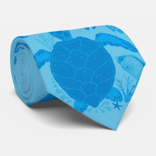 Wedding Ocean Blue Marine Wildlife Designer Tie