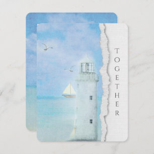 wedding-ocean lighthouse and sailboat invitation