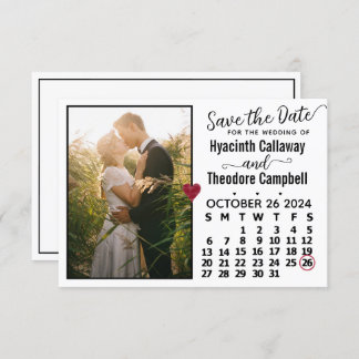 Wedding October 2024 Calendar Custom Photo White Save The Date