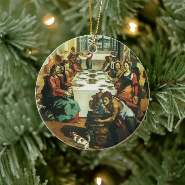 Wedding of Cana by Andrea Boscoli, Renaissance Art Ceramic Tree Decoration (Tree)