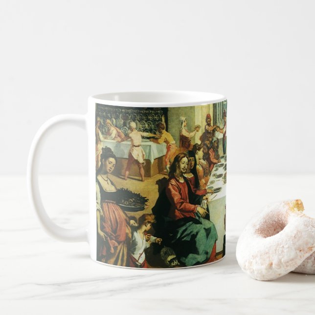 Wedding of Cana by Andrea Boscoli, Renaissance Art Coffee Mug (With Donut)