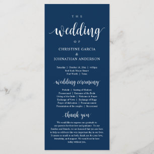 Wedding of, Modern Wedding Ceremony, Navy Blue Pro Programme