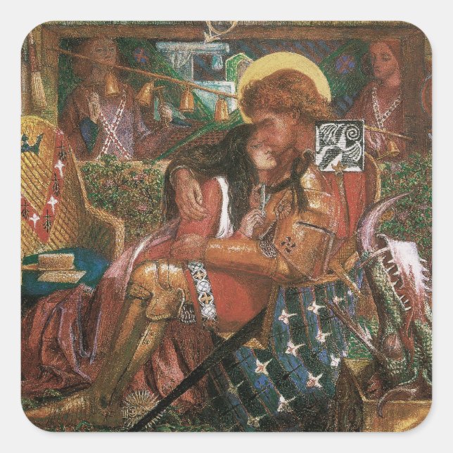 Wedding of St George, Princess Sabra by Rossetti Square Sticker (Front)