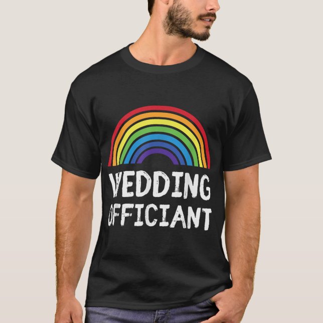 Wedding Officiant Lgbt Lesbian Gay Wedding  T-Shirt (Front)