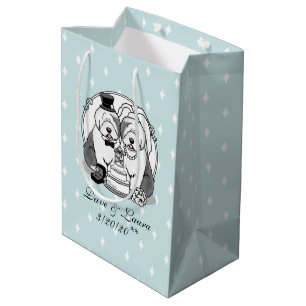 Wedding Old English Sheepdogs Bride Groom Grey 1 Medium Gift Bag