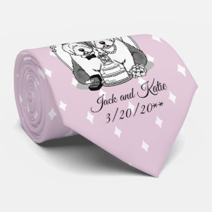 Wedding Old English Sheepdogs Bride Groom Grey 1 Tie
