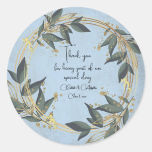 Wedding Olive Wreath Personalised Classic Round Sticker