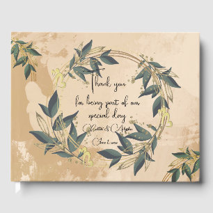 Wedding Olive Wreath Personalised Guest Book