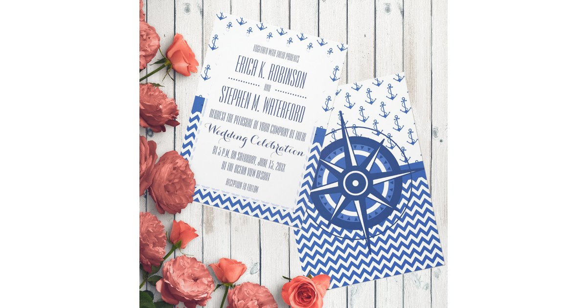 Wedding on a Boat Nautical Theme Invitation | Zazzle