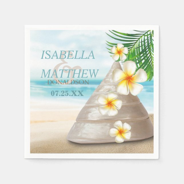 Wedding on the Beach | Personalise Napkin (Front)