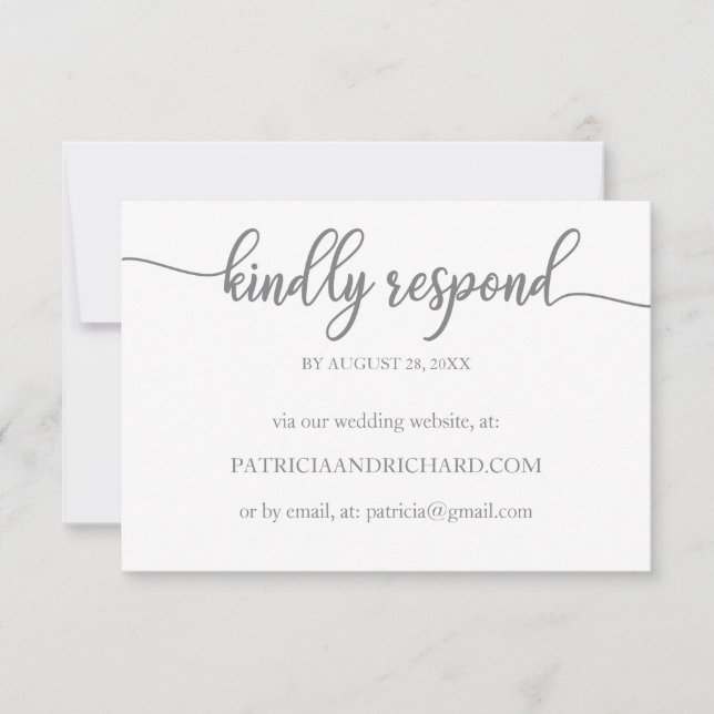  Wedding Online RSVP Card Grey Calligraphy  (Front)