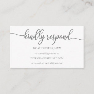 Wedding Online RSVP Dark Grey Calligraphy Enclosure Card