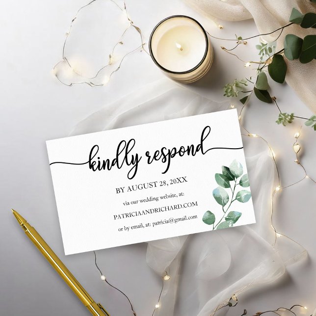 Wedding Online RSVP Greenery Calligraphy  Enclosure Card (Creator Uploaded)