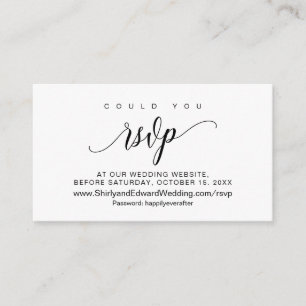 Wedding online RSVP, Modern Black Script Enclosure Card