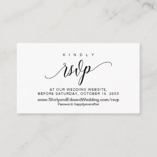 Wedding online RSVP, Modern Black Script Enclosure Card