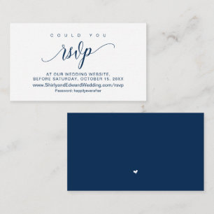 Wedding online RSVP, Modern Navy Blue Script Enclosure Card