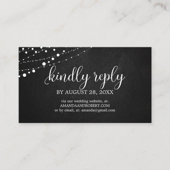Wedding Online RSVP Rustic Rustic Chalkboard Enclosure Card (Front)