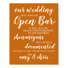 Wedding Open Bar Funny Drunken Shenanigans Sign W