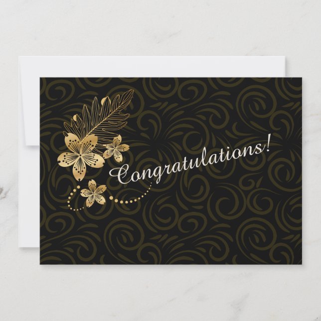 Wedding or Anniversary Congratulations Gold Flower Card (Front)