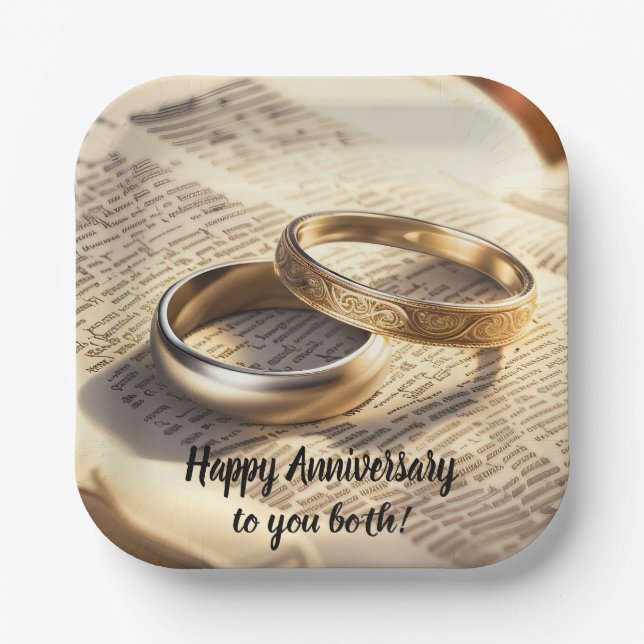 Wedding or Anniversary Personalised Paper Plates (Front)