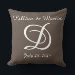 Wedding or anniversary pillow monogrammed<br><div class="desc">Wonderful wedding present for the newlyweds or anniversary gift.  Personalise with their names and wedding date.  Available in different sizes and material.</div>
