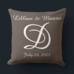 Wedding or anniversary pillow monogrammed<br><div class="desc">Wonderful wedding present for the newlyweds or anniversary gift.  Personalise with their names and wedding date.  Available in different sizes and material.</div>