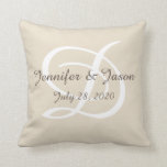 Wedding or anniversary pillow monogrammed<br><div class="desc">Wonderful wedding present for the newlyweds.  Personalise with their names and wedding date.  Available in different sizes and material.</div>