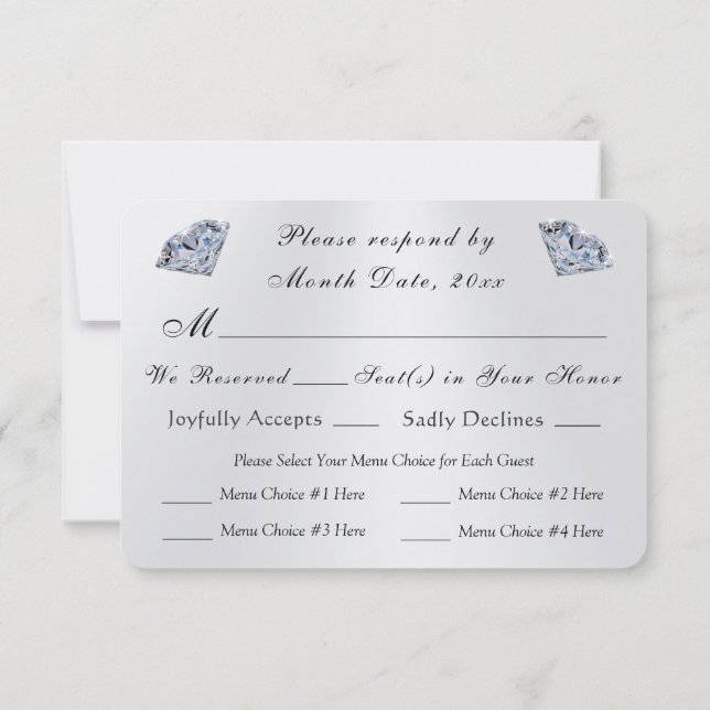 Wedding or Anniversary, RSVP with Menu Choice, Invitation (Back)