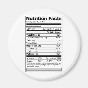Wedding or Anniversary Sweet Funny Nutrition Label Magnet