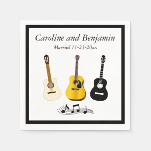 Wedding or Engagement Guitar Music Musical Notes Napkin