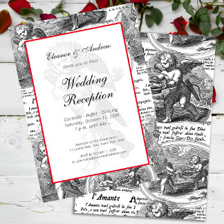 Wedding or Engagement Vintage Cupid French Toile Invitation